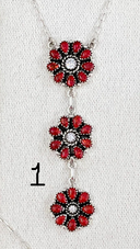 Red Opal Trio Cluster Necklaces-Chain Necklaces-Rae Collective, Women's Online Fashion Boutique Located in Phoenix, Arizona (Scottsdale Area)