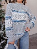 Let It Snow Snowflake Mock Neck Sweater – Cozy Winter Knit