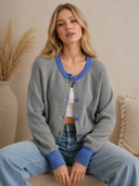 The Cove Ribbed Contrast Button Up Sweater