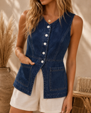 The Downtown Darling Denim Vest Top