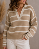 Valerie Stripe Long Sleeve Collar Sweater
