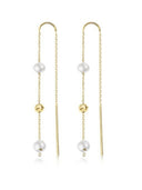 Sterling Silver Imitation Pearl Tassel Minimalist Threader Earrings-Earrings-Krush Kandy, Women's Online Fashion Boutique Located in Phoenix, Arizona (Scottsdale Area)