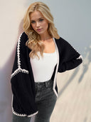 Contrast Open Front Dropped Shoulder Cardigan-Cardigan-Krush Kandy, Women's Online Fashion Boutique Located in Phoenix, Arizona (Scottsdale Area)