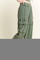 Mineral Wash Wide leg pants with Cargo Pockets-Bottoms-Rae Collective, Women's Online Fashion Boutique Located in Phoenix, Arizona (Scottsdale Area)