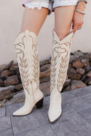 CELINA Embroidered Knee-High Boots-Shoes-Rae Collective, Women's Online Fashion Boutique Located in Phoenix, Arizona (Scottsdale Area)