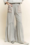 J.HER Mineral Washed Cotton Print Pocket Wide-Leg Flare Pants | S-XL-Pants-Rae Collective, Women's Online Fashion Boutique Located in Phoenix, Arizona (Scottsdale Area)