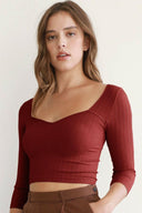 Peak-A-Boo, Sweatheart Crop Top-Long Sleeve Tops-Rae Collective, Women's Online Fashion Boutique Located in Phoenix, Arizona (Scottsdale Area)