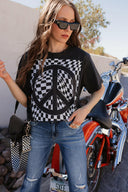 Checkered Peace Graphic Tee-Graphic Tees-Krush Kandy, Women's Online Fashion Boutique Located in Phoenix, Arizona (Scottsdale Area)