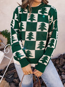 Holiday Pines Checkered Long Sleeve Sweater-Sweaters-Krush Kandy, Women's Online Fashion Boutique Located in Phoenix, Arizona (Scottsdale Area)
