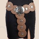 Vegan Leather Grommet Disc Chain Belt