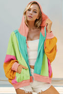 Better Off Color Block Zip Up Hoodie-Jackets-Rae Collective, Women's Online Fashion Boutique Located in Phoenix, Arizona (Scottsdale Area)