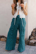 Seaside Breeze Mineral Wash Wide Leg Cropped Pants-Bottoms-Rae Collective, Women's Online Fashion Boutique Located in Phoenix, Arizona (Scottsdale Area)