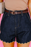 Midnight Scallop Denim Shorts