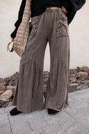 J.HER Mineral Washed Cotton Print Pocket Wide-Leg Flare Pants | S-XL-Pants-Krush Kandy, Women's Online Fashion Boutique Located in Phoenix, Arizona (Scottsdale Area)