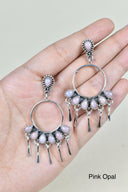7 Jewel Hoop Studded Dangle Earring-Drop Earrings-Rae Collective, Women's Online Fashion Boutique Located in Phoenix, Arizona (Scottsdale Area)