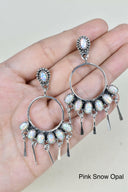 7 Jewel Hoop Studded Dangle Earring-Drop Earrings-Rae Collective, Women's Online Fashion Boutique Located in Phoenix, Arizona (Scottsdale Area)