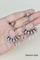 7 Jewel Hoop Studded Dangle Earring-Drop Earrings-Rae Collective, Women's Online Fashion Boutique Located in Phoenix, Arizona (Scottsdale Area)