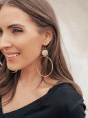 (Silver or Gold) Brushed Metal Golden Hoop Earrings with Circle-Earrings-Krush Kandy, Women's Online Fashion Boutique Located in Phoenix, Arizona (Scottsdale Area)
