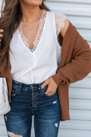 Busy Boss Babe Eyelash Lace V Neck Tank Top | S-2X 6 colors-Tanks-Rae Collective, Women's Online Fashion Boutique Located in Phoenix, Arizona (Scottsdale Area)