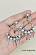 7 Jewel Hoop Studded Dangle Earring-Drop Earrings-Rae Collective, Women's Online Fashion Boutique Located in Phoenix, Arizona (Scottsdale Area)