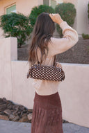 Terry Polka Dot Barrel Shoulder Bag-Purses & Bags-Krush Kandy, Women's Online Fashion Boutique Located in Phoenix, Arizona (Scottsdale Area)