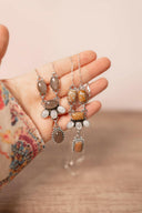 White Shell & Multi Stone Cluster Necklace-Chain Necklaces-Rae Collective, Women's Online Fashion Boutique Located in Phoenix, Arizona (Scottsdale Area)