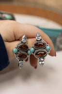 Amber, Turquoise & Crystal Cluster Stud Earrings-Stud Earrings-Rae Collective, Women's Online Fashion Boutique Located in Phoenix, Arizona (Scottsdale Area)