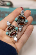 Amber, Turquoise & Crystal Cluster Stud Earrings-Stud Earrings-Rae Collective, Women's Online Fashion Boutique Located in Phoenix, Arizona (Scottsdale Area)