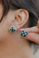 Checkered Studded Stud Earrings-Stud Earrings-Rae Collective, Women's Online Fashion Boutique Located in Phoenix, Arizona (Scottsdale Area)