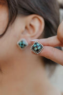 Checkered Studded Stud Earrings-Stud Earrings-Rae Collective, Women's Online Fashion Boutique Located in Phoenix, Arizona (Scottsdale Area)