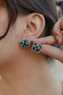 Checkered Studded Stud Earrings-Stud Earrings-Rae Collective, Women's Online Fashion Boutique Located in Phoenix, Arizona (Scottsdale Area)