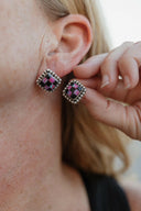 Checkered Studded Stud Earrings-Stud Earrings-Rae Collective, Women's Online Fashion Boutique Located in Phoenix, Arizona (Scottsdale Area)