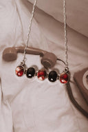 Midnight Red Dahlia & Black Onyx Bar Necklace-Chain Necklaces-Rae Collective, Women's Online Fashion Boutique Located in Phoenix, Arizona (Scottsdale Area)