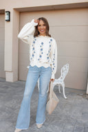 Floral Embroidered Scallop Hem Sweater-Sweater-Krush Kandy, Women's Online Fashion Boutique Located in Phoenix, Arizona (Scottsdale Area)