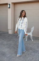 Floral Embroidered Scallop Hem Sweater-Sweater-Krush Kandy, Women's Online Fashion Boutique Located in Phoenix, Arizona (Scottsdale Area)