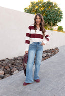 Ribbed Trim Color Block Knitted Polo Collar Sweater-Sweater-Krush Kandy, Women's Online Fashion Boutique Located in Phoenix, Arizona (Scottsdale Area)