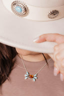 Baby Bell Turquoise & Amber Stone Necklace-Chain Necklaces-Rae Collective, Women's Online Fashion Boutique Located in Phoenix, Arizona (Scottsdale Area)