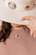 Baby Bell Turquoise & Amber Stone Necklace-Chain Necklaces-Rae Collective, Women's Online Fashion Boutique Located in Phoenix, Arizona (Scottsdale Area)