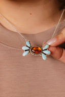 Baby Bell Turquoise & Amber Stone Necklace-Chain Necklaces-Rae Collective, Women's Online Fashion Boutique Located in Phoenix, Arizona (Scottsdale Area)