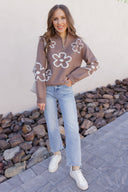 Daisy Doodle Half Zip Flower Sweater