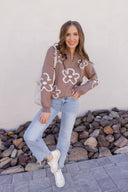 Daisy Doodle Half Zip Flower Sweater