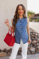 Desert Dune Button Up Denim Vest