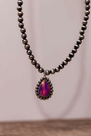 Desert Pearl With Hanging Stone Necklace-Rae Collective, Women's Online Fashion Boutique Located in Phoenix, Arizona (Scottsdale Area)