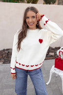 Contrast Heart Knit Sweater-Sweater-Krush Kandy, Women's Online Fashion Boutique Located in Phoenix, Arizona (Scottsdale Area)