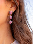 Trifecta Heart Drop Sterling Silver Earrings | 9 Stone Options | Pre-Order