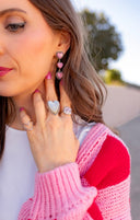 Trifecta Heart Drop Sterling Silver Earrings | 9 Stone Options | Pre-Order