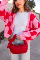 Cupid's Valentine Red & Pink Checker Cardigan-Cardigan-Krush Kandy, Women's Online Fashion Boutique Located in Phoenix, Arizona (Scottsdale Area)
