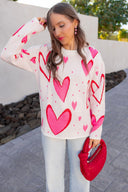 So In Love Pink & Red Heart Sweater-Sweater-Krush Kandy, Women's Online Fashion Boutique Located in Phoenix, Arizona (Scottsdale Area)