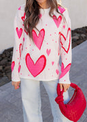 So In Love Pink & Red Heart Sweater-Sweater-Krush Kandy, Women's Online Fashion Boutique Located in Phoenix, Arizona (Scottsdale Area)