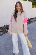 Cozy Kandy Stripe Sleeve Sweater-Sweater-Krush Kandy, Women's Online Fashion Boutique Located in Phoenix, Arizona (Scottsdale Area)